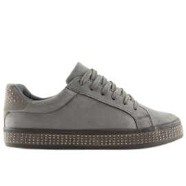 Grå BS098 Grå sneakers med sten