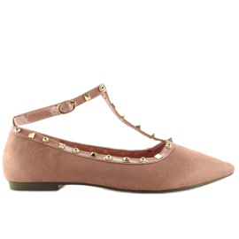 Ballerinas med pink studs 127-13 Pink lyserød