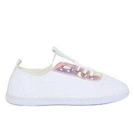 Hvide og lyserøde sneakers med et hologram JX71P Champagne