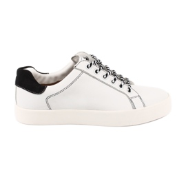 Caprice kvinders hvide/marineblå læder sneakers bundet 23203