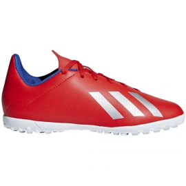 Adidas X 18.4 Tf Jr BB9417 fodboldstøvler rød appelsiner og røde