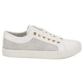 Lav sneakers med mesh hvid