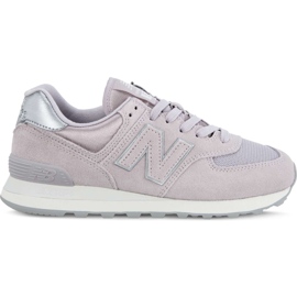 New Balance Wl574lcs Sateen Tab Light Cashmere Med Metallisk Sølv violet lyserød
