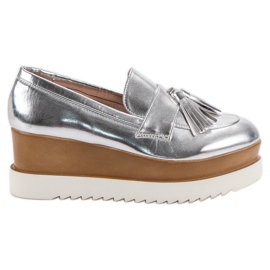 Corina Sølv Wedge Loafers grå