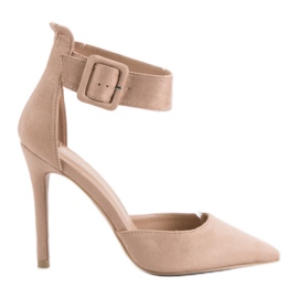 Beige ruskindshæl