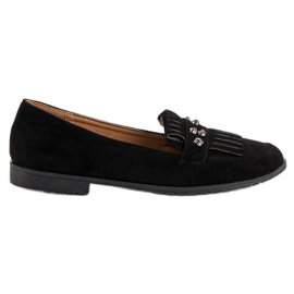 Laura Mode Loafers i sort ruskind