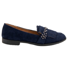 Laura Mode Marineblå loafers med jetfly marine blå