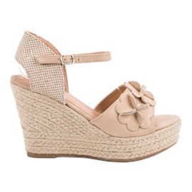 Top Shoes Beige sandaler med blomster