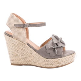 Top Shoes Grå sandaler med blomster