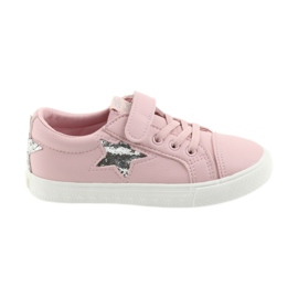 Big Star Velcro sneakers star 374104 lyserød grå