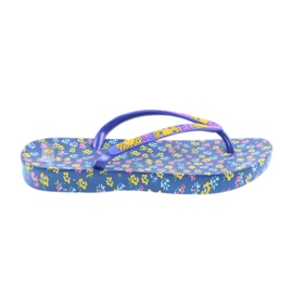 Atletico Kvinders flip-flops med blomster violet blå gul lyserød