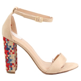Beige højhælede sandaler 708-24 Beige brun flerfarvet