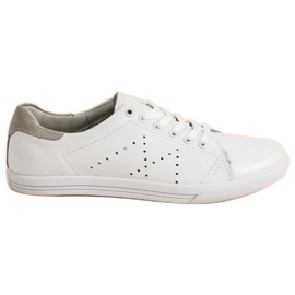 VINCEZA læder lave sneakers hvid
