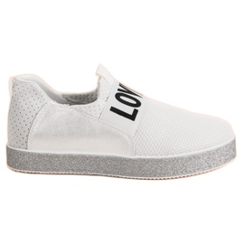 Bestelle Slip-on sneakers med glitter hvid