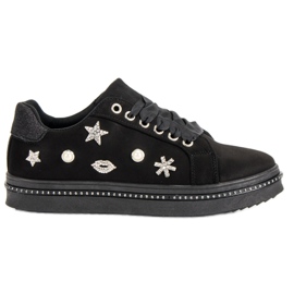 Ruskindsneakers med strass sort
