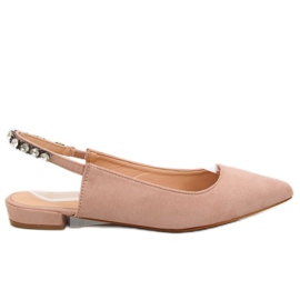 Ballerinaer med åben hæl pink LS5028 Beige lyserød