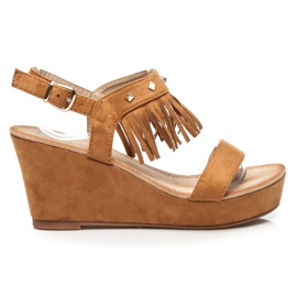Bestelle Rock sandaler med frynser brun
