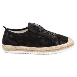 Queentina Sort snøret Espadrilles