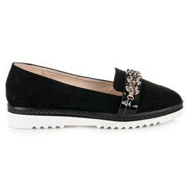 Ideal Shoes Ruskindbrogues med krystaller sort