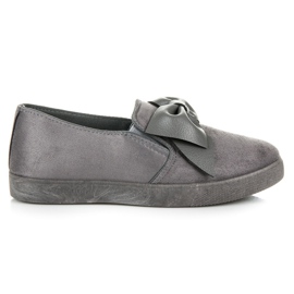 Suede Slipons Med En Sløjfe grå