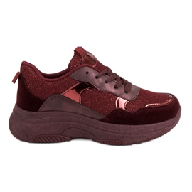 Burgundy sneakers på platformen rød