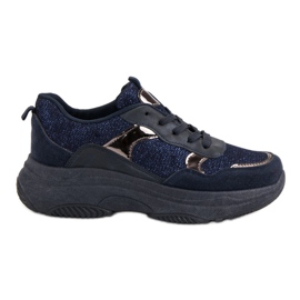Marineblå sneakers på platformen marine blå
