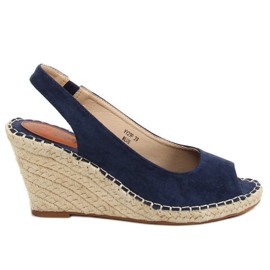 YY29P Blue Espadrilles på kiler marine blå