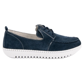 Filippo Loafers med snøre i læder blå marine blå