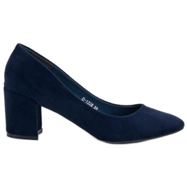 Ideal Shoes Marineblå pumper på en søjle marine blå