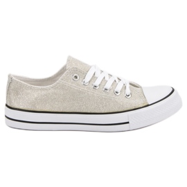 Sølv sneakers med glitter grå