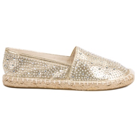 Gyldne espadriller med krystaller gylden