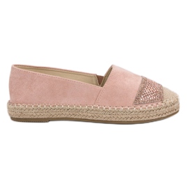 Small Swan Ruskind Espadrilles Med Krystaller lyserød
