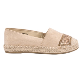 Small Swan Ruskind Espadrilles Med Krystaller brun
