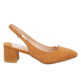 Pumps med åben hæl kamel S0-231 Camel brun