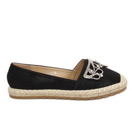 Sort Espadrilles med krone H-6558 Sort