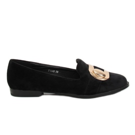 Sort fløjl loafers F1048 Sort