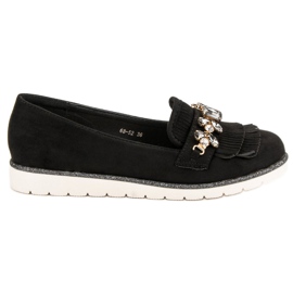 Lucky Shoes Mokasiner med ornamenter sort