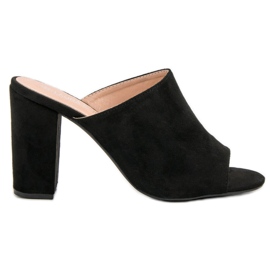 Laura Mode Suede Tøfler På En Bar sort
