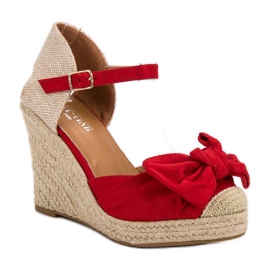 Espadrilles på kilepumper rød