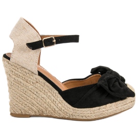 Espadrilles på kilepumper sort