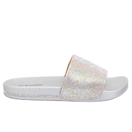 Sølvtøfler med cubic zirconia BG21P Sølv grå