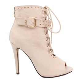 Beige støvler med åben finger beige SY-29P Beige