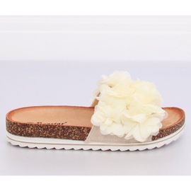 Flower power beige BG47P Beige hjemmesko