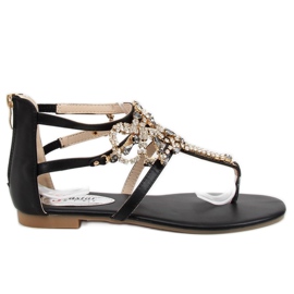 Sorte sandaler med sten JH64P Sort