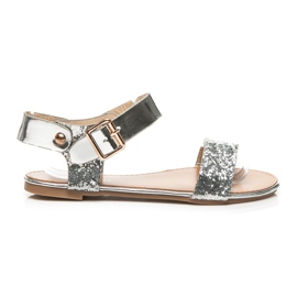 Top Shoes Flade sandaler med glitter grå