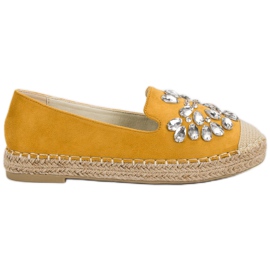 Small Swan Suede Espadrilles med ornamenter gul