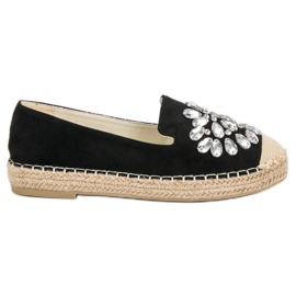 Small Swan Suede Espadrilles med ornamenter sort