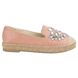 Small Swan Suede Espadrilles med ornamenter lyserød