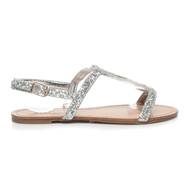 VERANICE Flade glitter sandaler grå