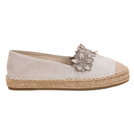 Espadrilles med blomster grå